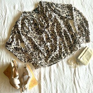 H&M Animal Print Wrap Front Blouse - sz 12